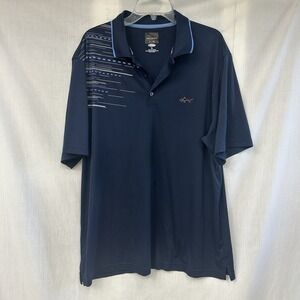 Greg Norman XL Tasso Elba‎ Play Dry Dark Blue Polo Golf Shirt short sleeve Shark